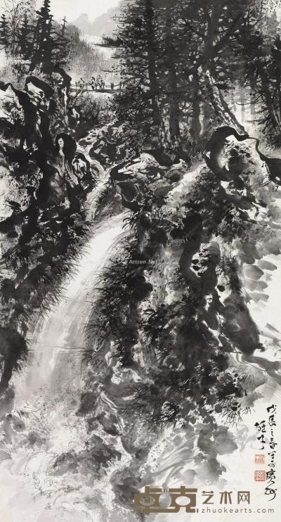  戊辰（1988）年作 雨后山更青 立轴 水墨纸本 148×81cm