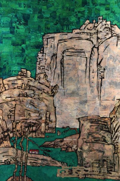 2006年作 秋景山水图——与渐江对话 布面综合材料 182×121cm