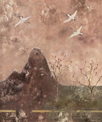 2016年作 玉堂春色 布面油画 60×50cm