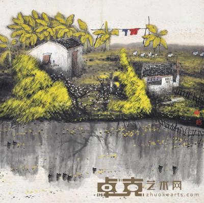  山水 镜片 设色纸本 68×68cm
