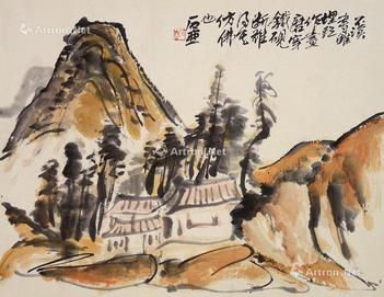  山水 设色纸本