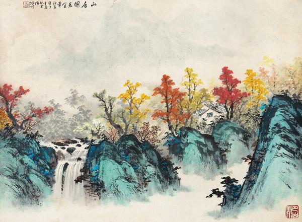  山居图 镜心 纸本
