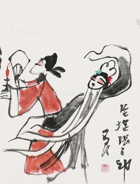  活捉张郎 镜片 设色纸本