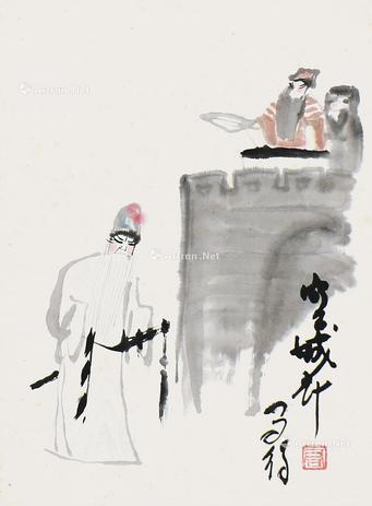  空城计 镜片 设色纸本