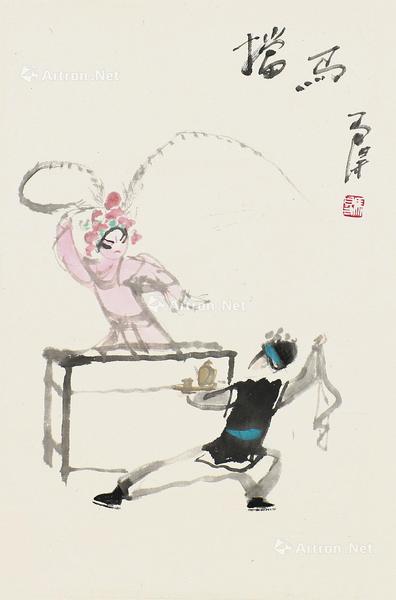  挡马 镜片 设色纸本