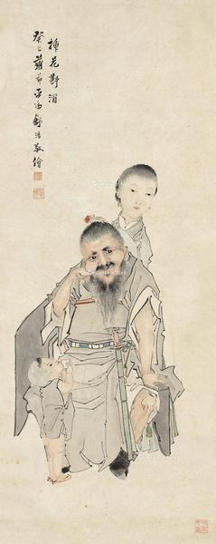  1893年作 插花斟酒图 立轴