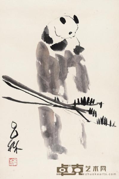  熊猫 立轴 纸本 69×45cm