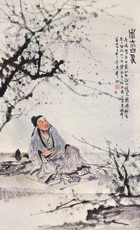  李太白像 设色纸本