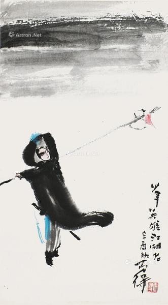  少年英雄江湖老 镜片 设色纸本
