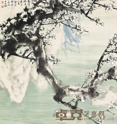  辛酉（1981）年作 春潭幽香 立轴 设色纸本 67×64cm