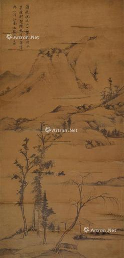  山水 水墨绢本
