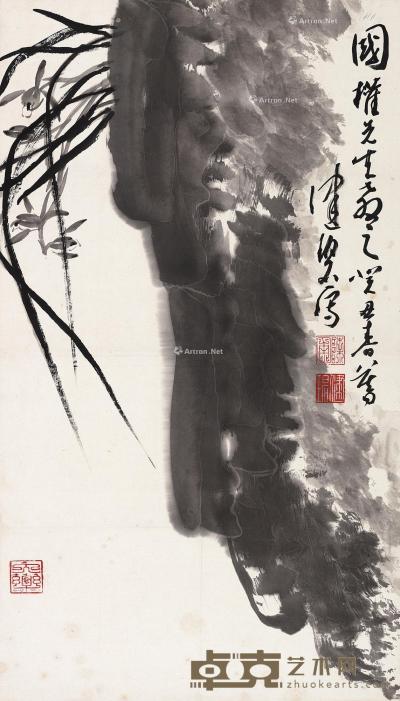  癸丑（1973）年作 兰石 镜片 水墨纸本 72×41.5cm