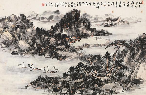 * 秋思 横披 设色纸本