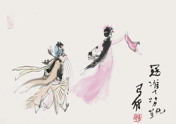  冠凖背靴 镜片 设色纸本