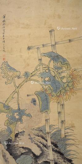  秋篱大吉图 设色纸本