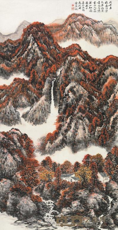  戊午（1978）年作 万山红遍 镜片 设色纸本 136×69cm