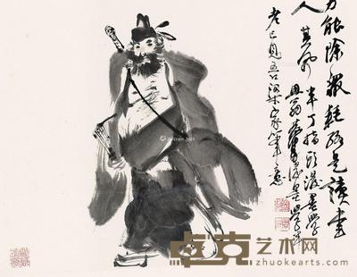 * 钟馗 镜片 水墨纸本 34×44cm