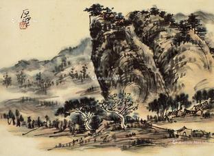  山水 设色纸本