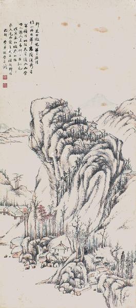  高岩深秀 立轴 设色纸本