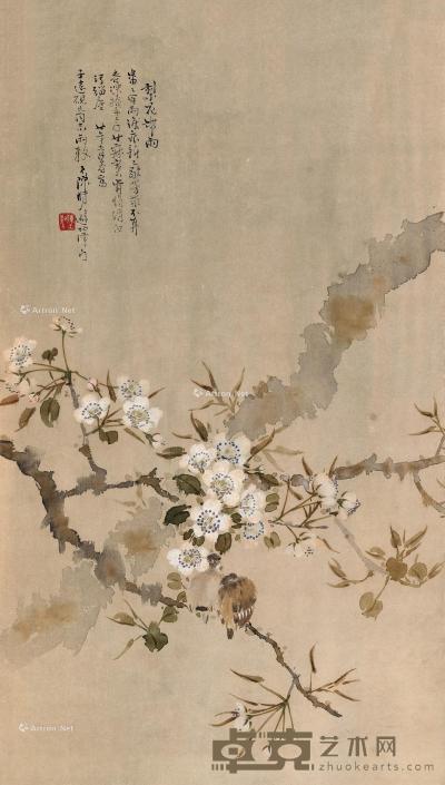  1931年作 梨花带雨 立轴 设色纸本 79×37.5cm