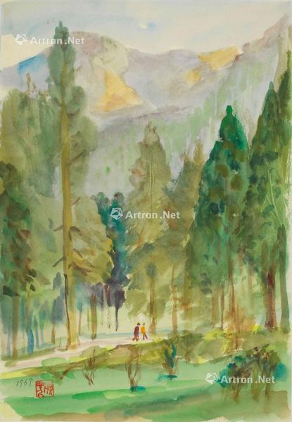  1969年 阿里山即景 水彩 纸本