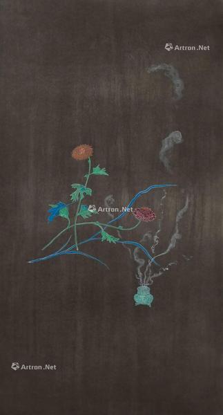  2004年作 秋菊 立轴 设色纸本