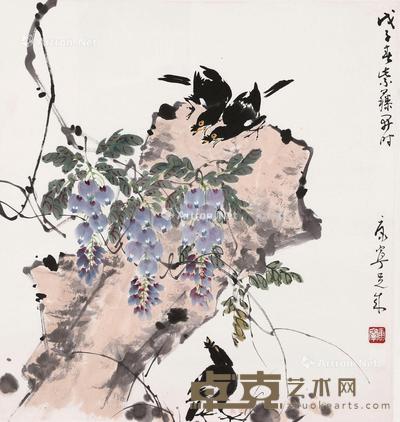  2008年作 花鸟 镜片 设色纸本 67×63cm