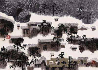  1997年作 瑞雪图 镜片 设色纸本 29×40cm