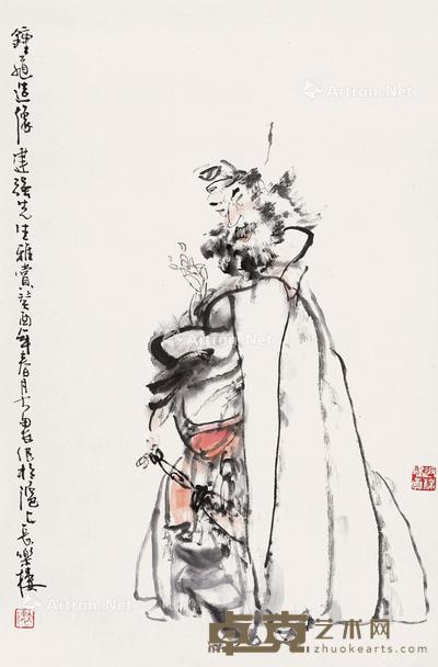  1993年作 人物 镜片 设色纸本 67×44cm