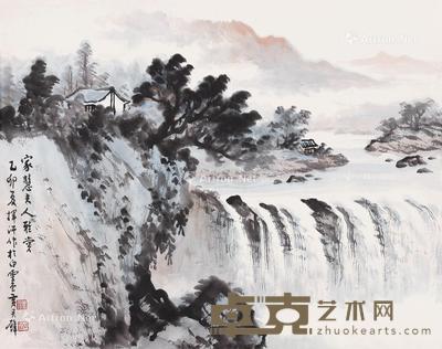  1975年作 山水 镜框 设色纸本 47×59cm