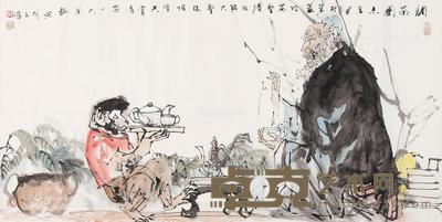  2008年作 调茶图 镜片 设色纸本 136×68cm