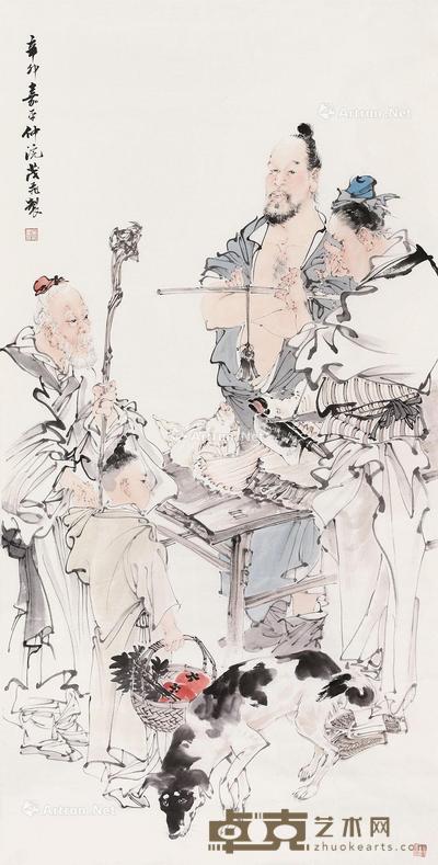  2011年作 人物 镜片 设色纸本 136×68cm