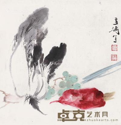  果蔬图 镜框 设色纸本 35×33cm