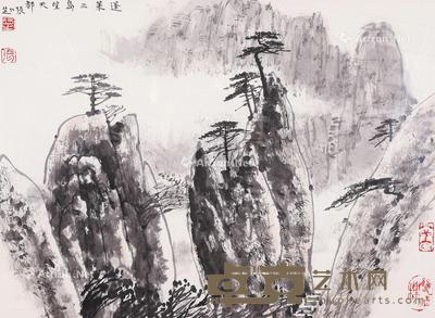蓬莱三岛望天都 软片 设色纸本 34×45cm