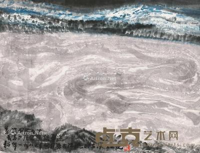  1987年作 月涌大江流 镜片 设色纸本 52×69cm