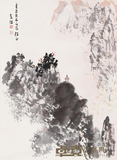  山水 立轴 设色纸本 91×66cm