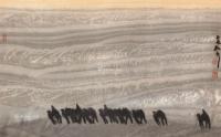  1995年作 沙漠行旅 立轴 设色纸本