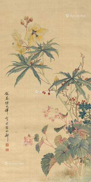  花卉 立轴 绢本