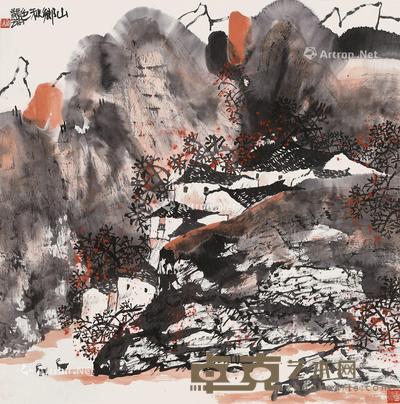 山乡秋色 立轴 设色纸本 67.5×67.5cm