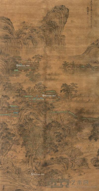  1672年作 仙山楼阁图 立轴 设色绢本 183×94.5cm