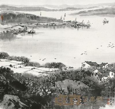  1990年作 太湖细雨 镜心 水墨纸本 54×57cm