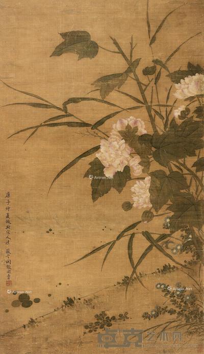  宋人花卉 立轴 设色绢本 83.5×47.5cm