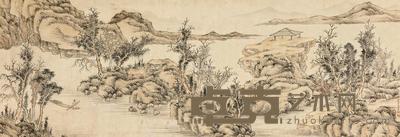  泛舟图 横披 设色纸本 62×179cm