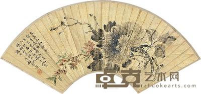  花卉 扇面 设色泥金 18.5×52.5cm