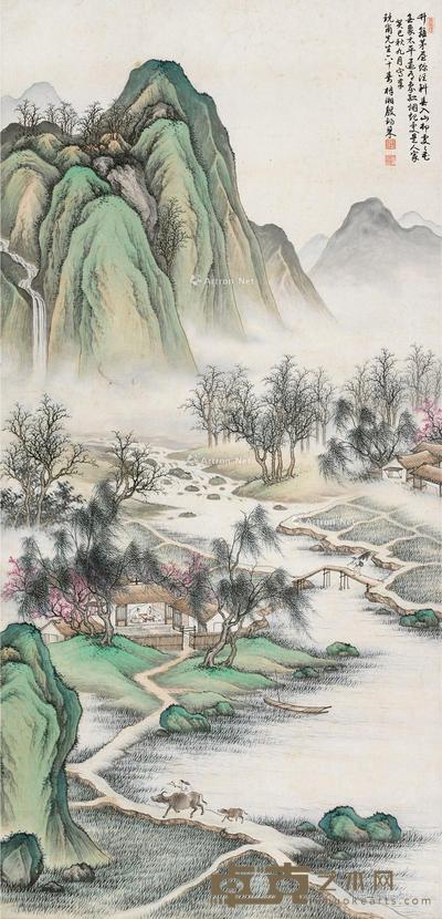  1953年作 东坡诗意图 立轴 设色纸本 139×67cm