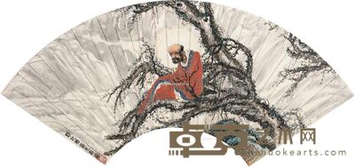  悟道图 扇片 设色纸本 18×50.5cm