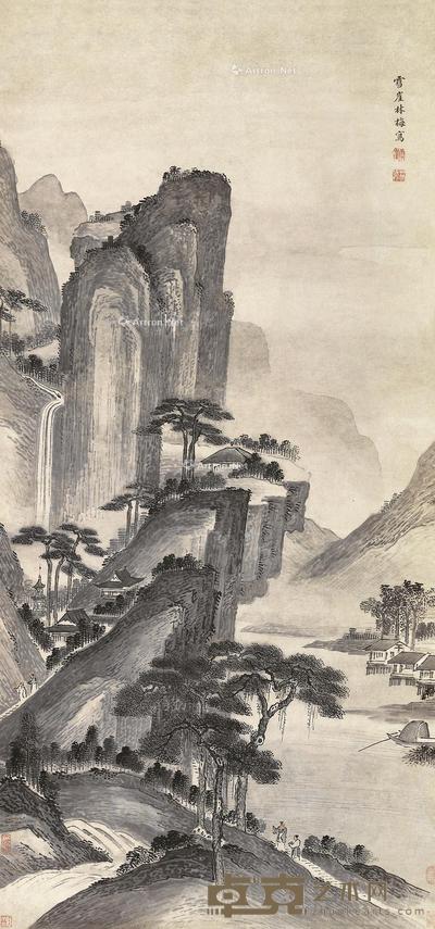  深山访友 立轴 水墨纸本 112.5×52.5cm