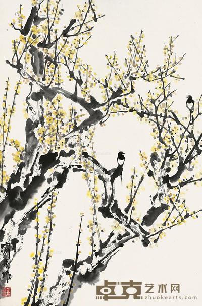  喜上眉梢 立轴 设色纸本 68×45cm