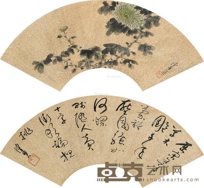  花卉 书法 立轴双挖 设色泥金 20.5×59.5cm×2