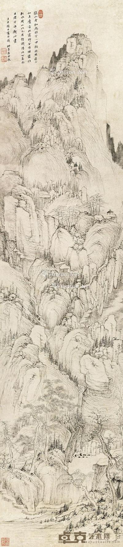  1691年作 空山归隐 立轴 水墨纸本 101×23cm